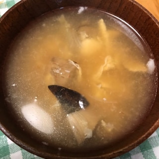 アワビ茸と卵の味噌汁